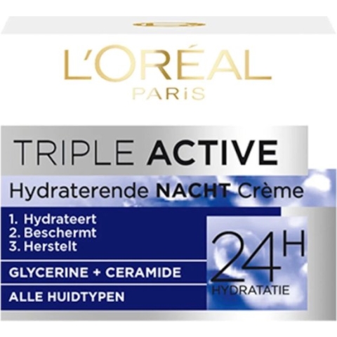 L’Oréal Paris Triple Active Nachtcrème - 50 ml - Hydraterend