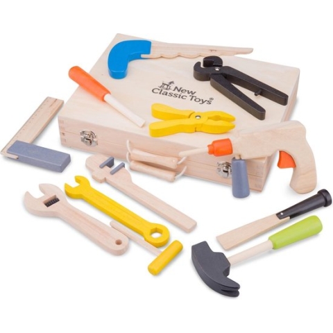 New Classic Toys Houten Speelgoedgereedschapskoffer - 12 onderdelen