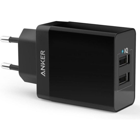24W wall charger 2-Port EU Black