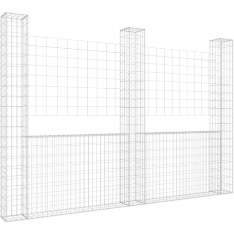 vidaXL-Schanskorf-U-vormig-met-3-palen-260x20x200-cm-ijzer