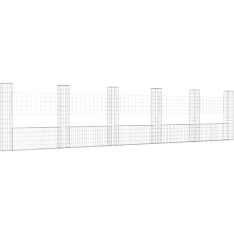 vidaXL-Schanskorf-U-vormig-met-6-palen-620x20x150-cm-ijzer