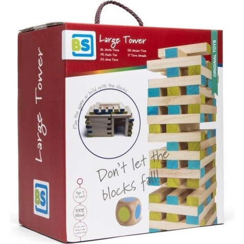 BS Toys Grote Toren Spel - Toren Bouwen speelgoed - Balanstoren - Stapeltoren - Stapelspel - Vallende toren - Stapelspel - Spelletjes voor kinderen - Buiten speelgoed - Buitenspel - Buiten Spellen - Tuin Speelgoed - Kinderspeelgoed vanaf 3 Jaar