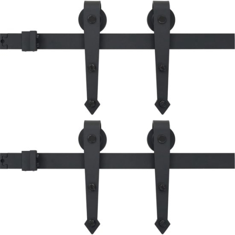 vidaXL-Hardwaresets-voor-schuifdeuren-2-st-200-cm-staal-zwart