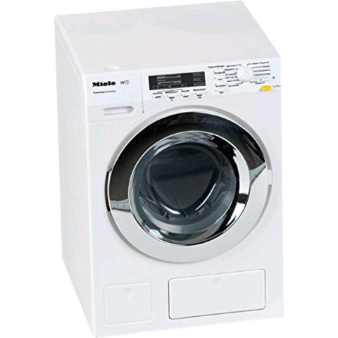 Klein Toys Miele wasmachine - 18,5x26x18 cm - incl. roterende trommel, watertoevoer, waterafvoer en geluidseffecten - wit