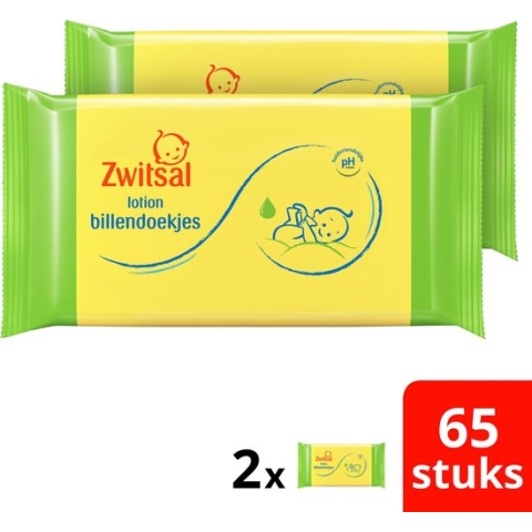 Zwitsal Lotion Billendoekjes - 2 x 65 billendoekjes