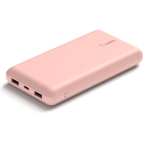 Belkin Boost-Up Charge 20.000 mAh Powerbank  - USB-A naar USB-C-Kabel - 3-Poorts - geschikt voor iPhone - 15W - Roze
