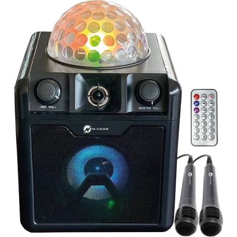 N-GEAR Disco Block 410 - Karaoke Set - Draadloze Bluetooth Party Speaker - 2 Microfoons - Verlichting - Zwart