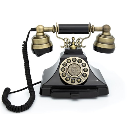 GPO 1938SPUSHDUKE - Telefoon Duke klassiek jaren ‘30, druktoetsen, zwart/messing