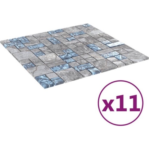 vidaXL Mozaïektegels 11 st zelfklevend 30x30 cm glas grijs en blauw