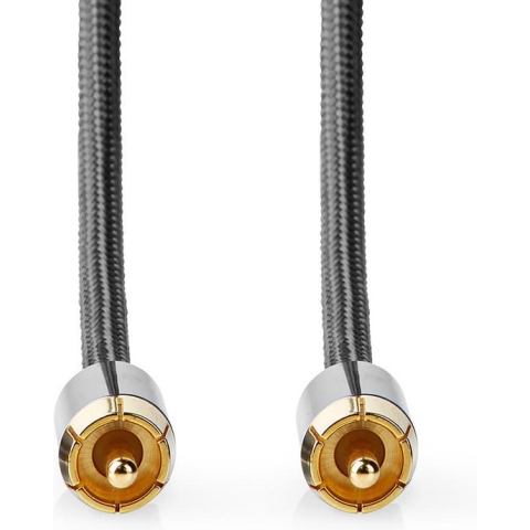 Subwoofer-Kabel - RCA Male - RCA Male - Verguld - 5.00 m - Rond - 4.5 mm - Antraciet / Gun Metal Grijs - Cover Box