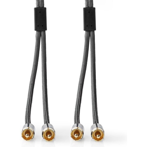 Stereo-Audiokabel - 2x RCA Male - 2x RCA Male - Verguld - 5.00 m - Rond - Grijs / Gun Metal Grijs - Cover Window Box