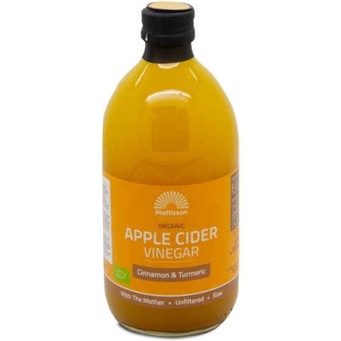 Mattisson - Biologische Apple Cider Vinegar (Appelazijn) - Kaneel & Kurkuma - Vegan & Biologisch Appel Azijn - 500 ml