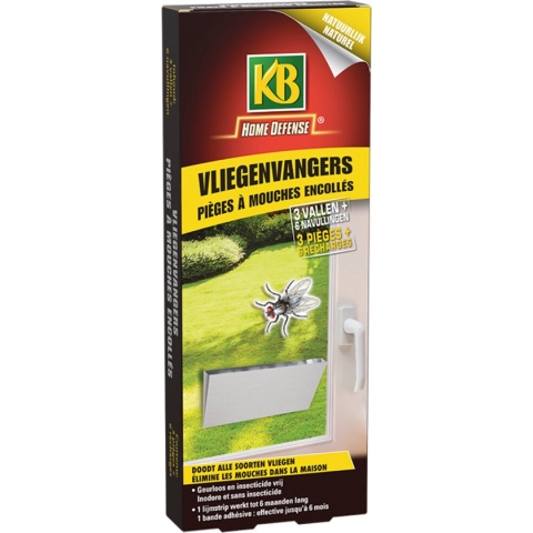KB Home Defense Vliegenvangers - 3 stuks - 6 navullingen - Insectenbestrijding