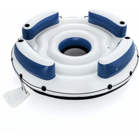 Bestway Opblaasbaar Eiland - Hydro-Force Lazy Dayz - 239 x 239 CM - incl. Rugleuningen, Bekerhouders en Opbergvakken - Waterspeelgoed