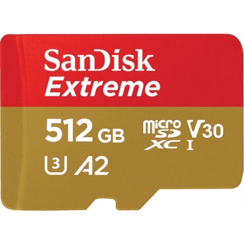 SanDisk Extreme MicroSDXC 512GB - 190/130 mb/s - A2 - V30 - SDA - Rescue Pro DL 1Y - Inclusief SD Adapter