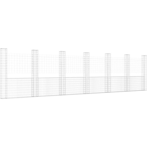 vidaXL-Schanskorf-U-vormig-met-7-palen-740x20x200-cm-ijzer