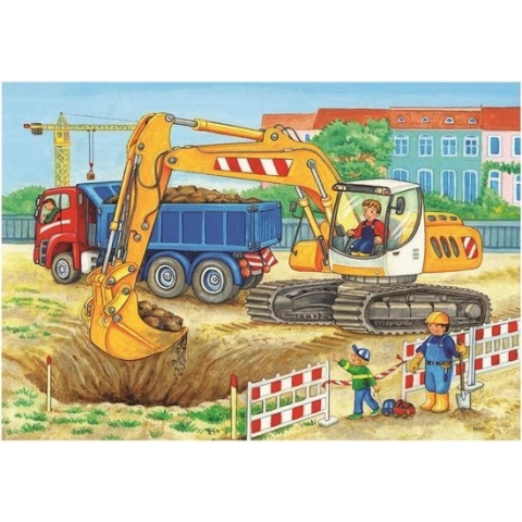 Ravensburger puzzel Op de bouwplaats en boerderij - 2x12 stukjes - kinderpuzzel