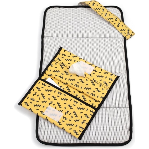 Napper Combi Verschonings-set - Memphis Yellow - verschoonmatje en luier etuitje - wasbaar en waterdicht