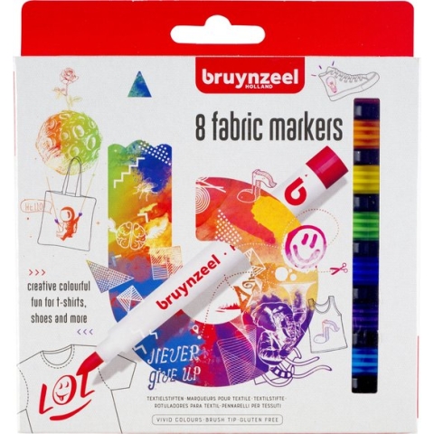 Bruynzeel textielstiften - 8 stuks - fabric markers