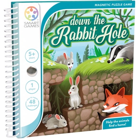 SmartGames - Down the Rabbit Hole - 48 opdrachten - magnetisch puzzelspel - dieren in het bos