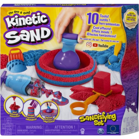 Kinetic Sand - Sandisfying-set met speelzand en gereedschap - 907 g - Sensorisch speelgoed