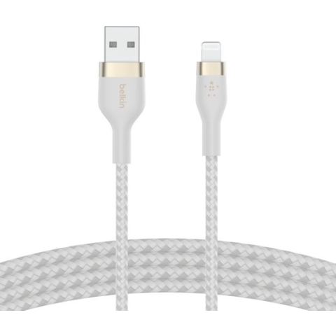 Belkin Boost Charge braided - Telefoniekabel - USB-A naar iPhone Lightning - 1m - Wit