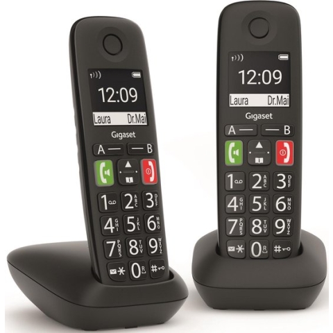 Gigaset E290M - Vaste telefoon - DECT-set DUO - Zwart