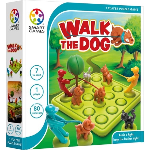 SmartGames - Walk the Dog - breinbreker - 80 opdrachten voor 1 speler - Kat en hond