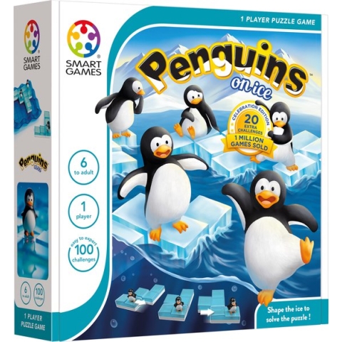 SmartGames - Penguins On Ice - 100 opdrachten - Origineel denkspel met pinguïns - Verander de vorm van de puzzelstukken