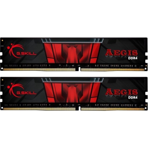 G.Skill Aegis F4-2666C19D-32GIS - Geheugen - DDR4 - 32 GB: 2 x 16 GB - 288-PIN - 2666 MHz - Cl19 - 1.2 V - rood, zwart