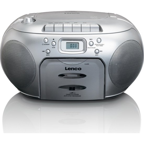 Lenco SCD-420SI - Draagbare radio CD-speler met MP3 optie en koptelefoon - Zilver