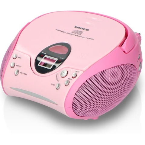 Lenco SCD-24 - Draagbare radio CD speler met AUX-uitgang - Roze