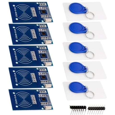 AZDelivery 5 x RFID Kit RC522 met Reader, Chip en Card 13.56MHz SPI compatibel met Arduino en Raspberry Pi