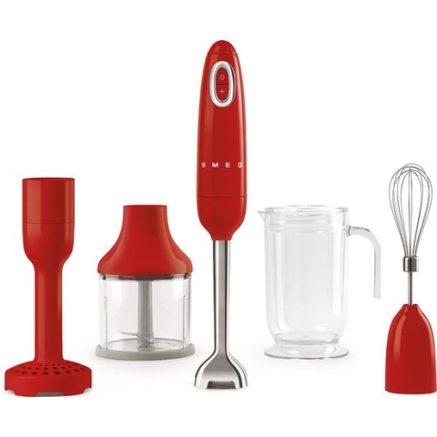 SMEG HBF22RDEU - Staafmixer - Rood - 700W - Met accessoires