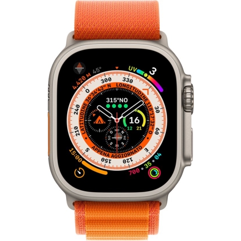 Apple Watch Ultra - 4G/LTE- 49mm - Titanium kast - Oranje Alpine bandje - Medium