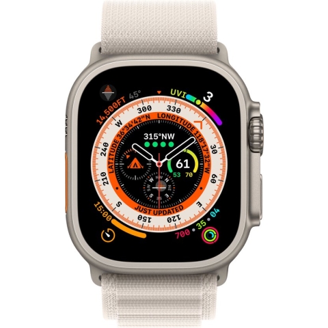 Apple Watch Ultra - 4G/LTE - 49mm - Titanium kast - Sterrenlicht Alpine bandje - Large