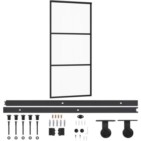 vidaXL-Schuifdeur-met-beslag-90x205-cm-aluminium-en-ESG-glas