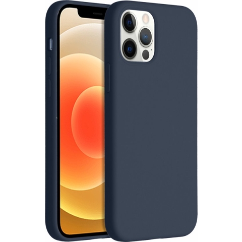 Accezz Hoesje Geschikt voor iPhone 12 Pro / 12 Hoesje Siliconen - Accezz Liquid Silicone Backcover - Donkerblauw