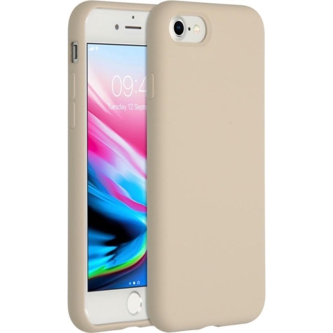 Accezz Hoesje Geschikt voor iPhone SE (2022) / SE (2020) / 8 / 7 Hoesje Siliconen - Accezz Liquid Silicone Backcover - beige