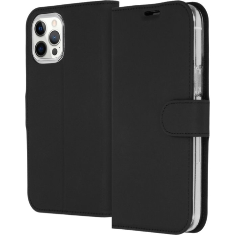 iPhone 12 Pro Max Hoesje Met Pasjeshouder - Accezz Wallet Softcase Bookcase - Zwart