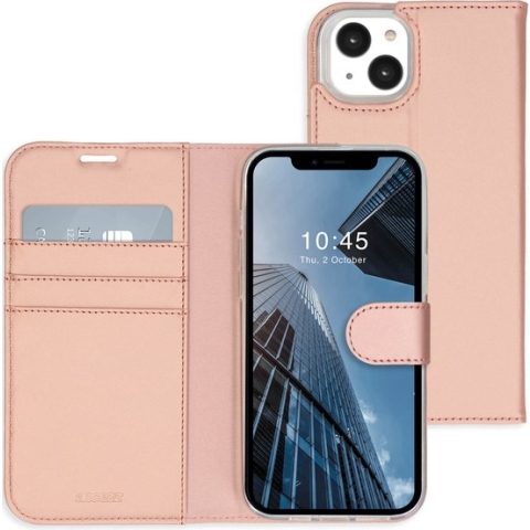 Accezz Hoesje Geschikt voor iPhone 14 Plus Hoesje Met Pasjeshouder - Accezz Wallet Softcase Bookcase - Rosé Goud