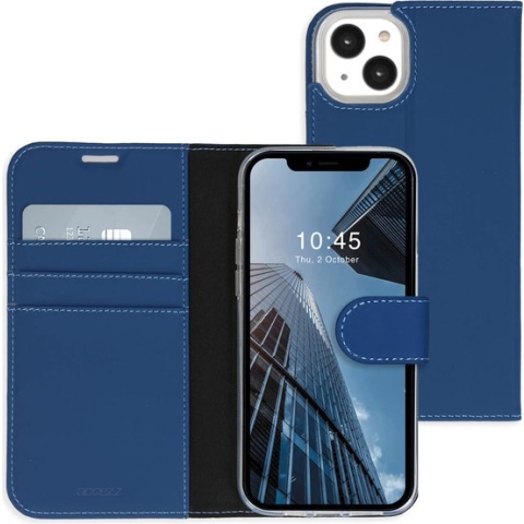 Accezz Hoesje Met Pasjeshouder Geschikt voor iPhone 14 Plus - Accezz Wallet Softcase Bookcase - Donkerblauw