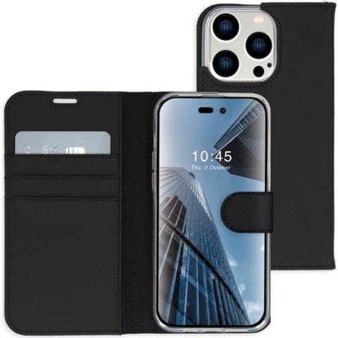 Accezz Hoesje Met Pasjeshouder Geschikt voor iPhone 14 Pro - Accezz Wallet Softcase Bookcase - Zwart