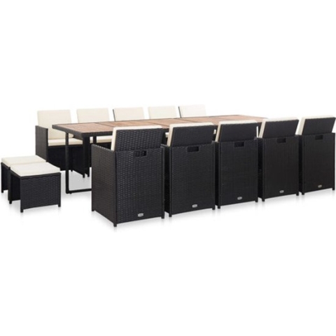 vidaXL-15-delige-Tuinset-met-kussens-poly-rattan-zwart