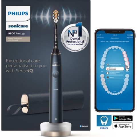 Philips Sonicare Prestige 9900 HX9992/12 - Elektrische tandenborstel met SenseIQ - Donkerblauw/Zwart