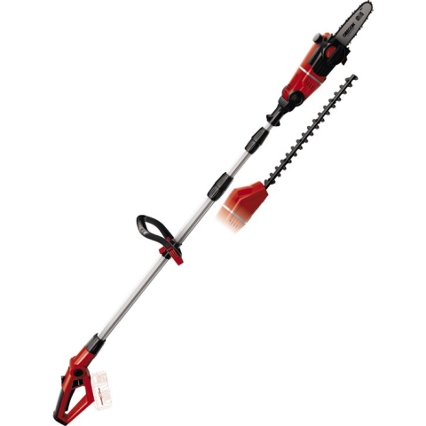 Einhell Accu Tuin-Multitool GE-HC 18 Li T Kit - Power X-Change - 18 V/3.0 Ah/Li-Ion - Zwaardlengte kettingzaag: 200 mm - Bladlengte heggenschaar: 450 mm - Tandafstand: 16 mm - Excl. accu en lader