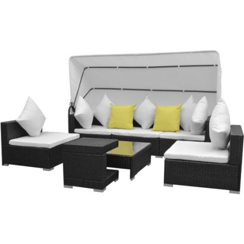vidaXL-7-delige-Loungeset-met-luifel-poly-rattan-zwart