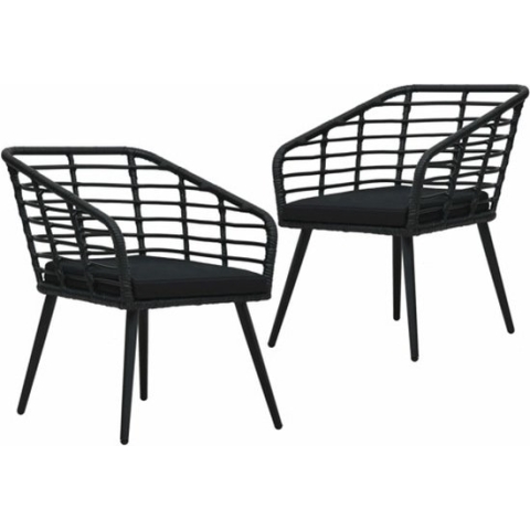 vidaXL-Tuinstoelen-2-st-met-kussens-poly-rattan-zwart