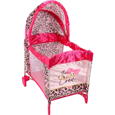 The Glam Crew Poppenbed met Luipaardprint Roze/Goud