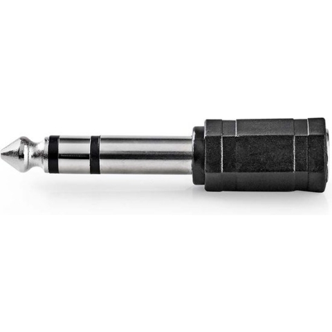 Stereo-Audioadapter - 6,35 mm Male - 3,5 mm Female - Vernikkeld - Recht - ABS - Zwart - 1 Stuks - Doos